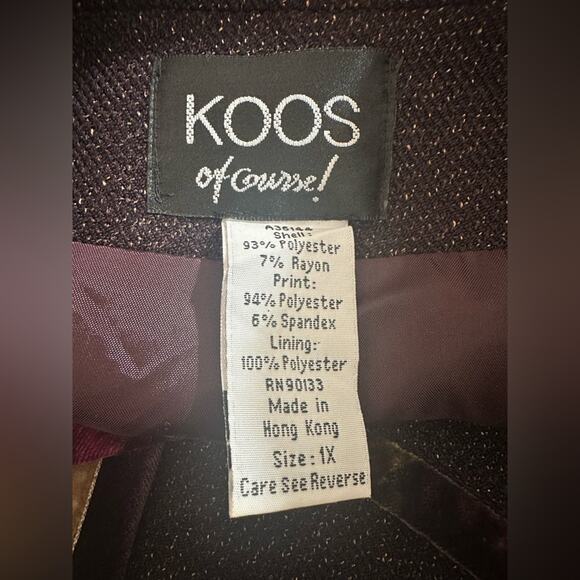 Koos Of Course Jacket Artsy Velvet Trim Pockets Size 2X Timeless Vintage EUC - Picture 7 of 7